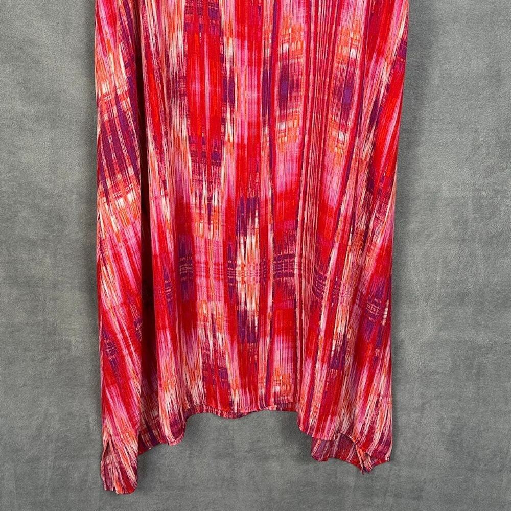 Natori Dress Women Large Pink Sleeveless V Neck Midi Flowy Resort Abstract Artsy - Picture 4 of 14